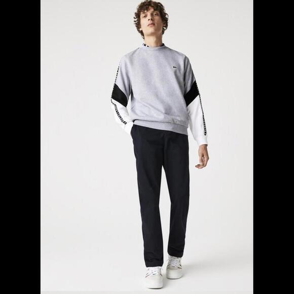 Men’s Crew Neck Lettered Colorblock Sleeved Fleece Sweatshirt Size Small - Picture 1 of 9